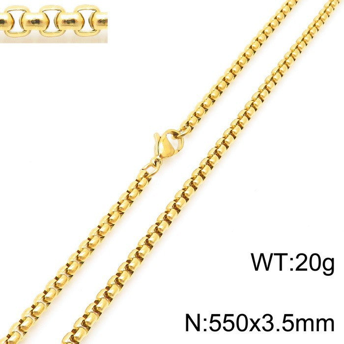 Women's & Men's Stainless Steel Square Pearl Chain Titanium Card Necklaces