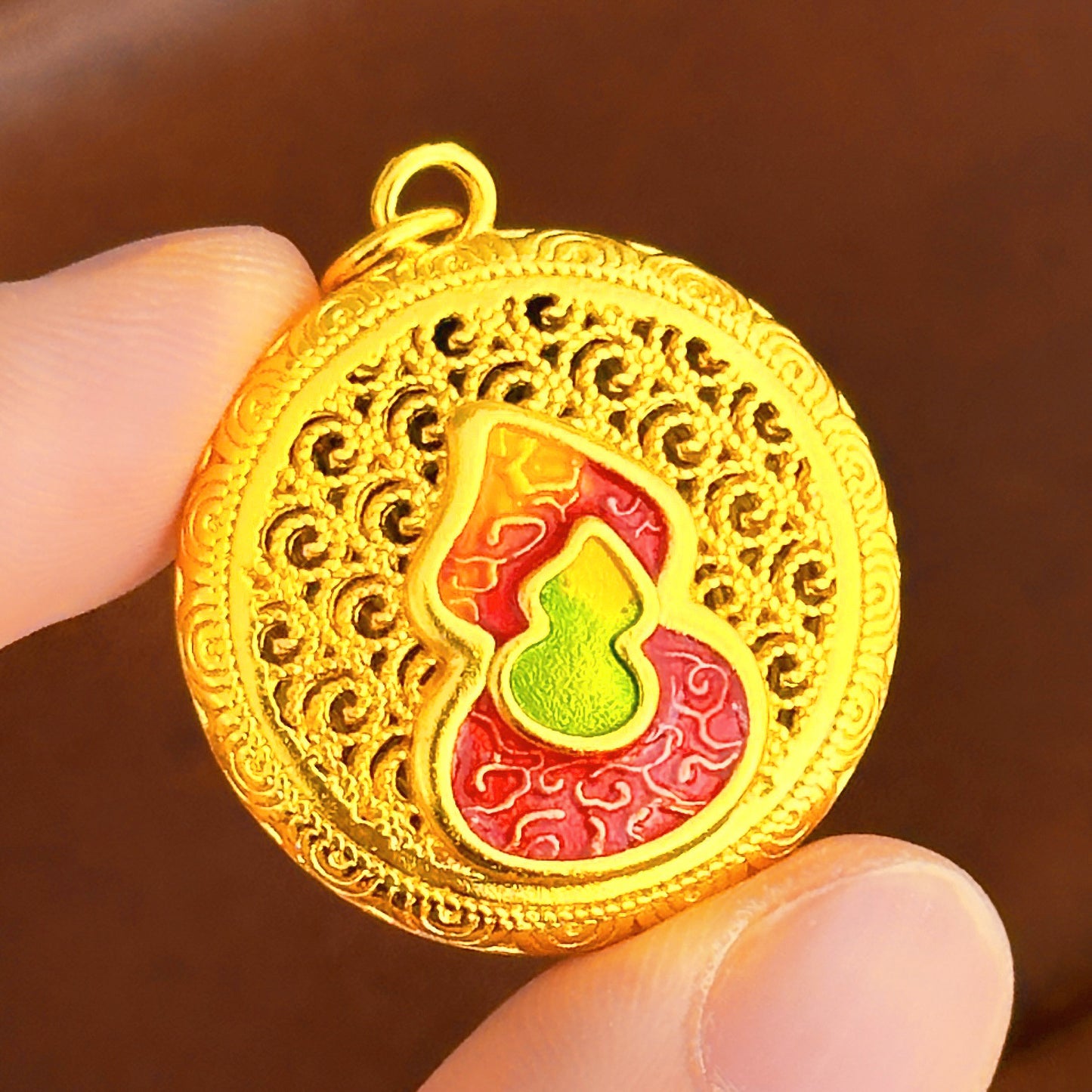 Enamel Color Filigree Eight Treasures Compass Ancient Pendants