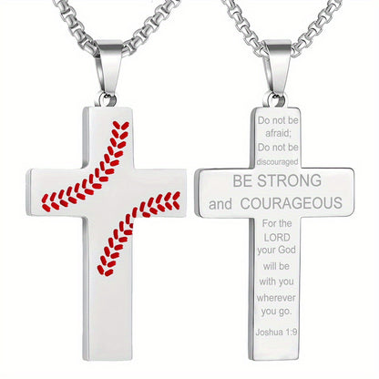 Baseball Boy Cross Stainless Steel Religious Pendants