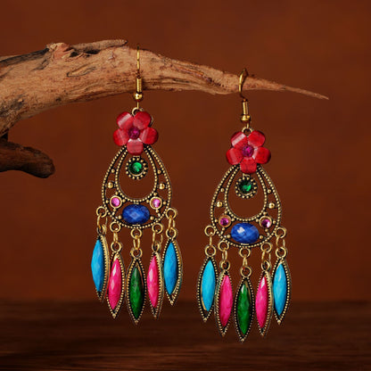 Ethnic Style Long Feather Temperamental Tassels Personality Earrings