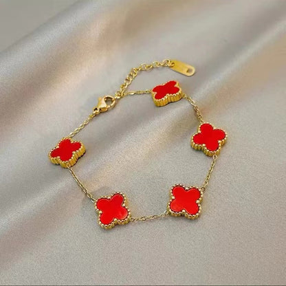 Lucky Four-leaf Clover Gold Double-sided Fritillary Bracelets