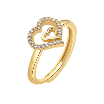 Women's Heart Shape With Diamond Heart-to-heart Wedding Rings