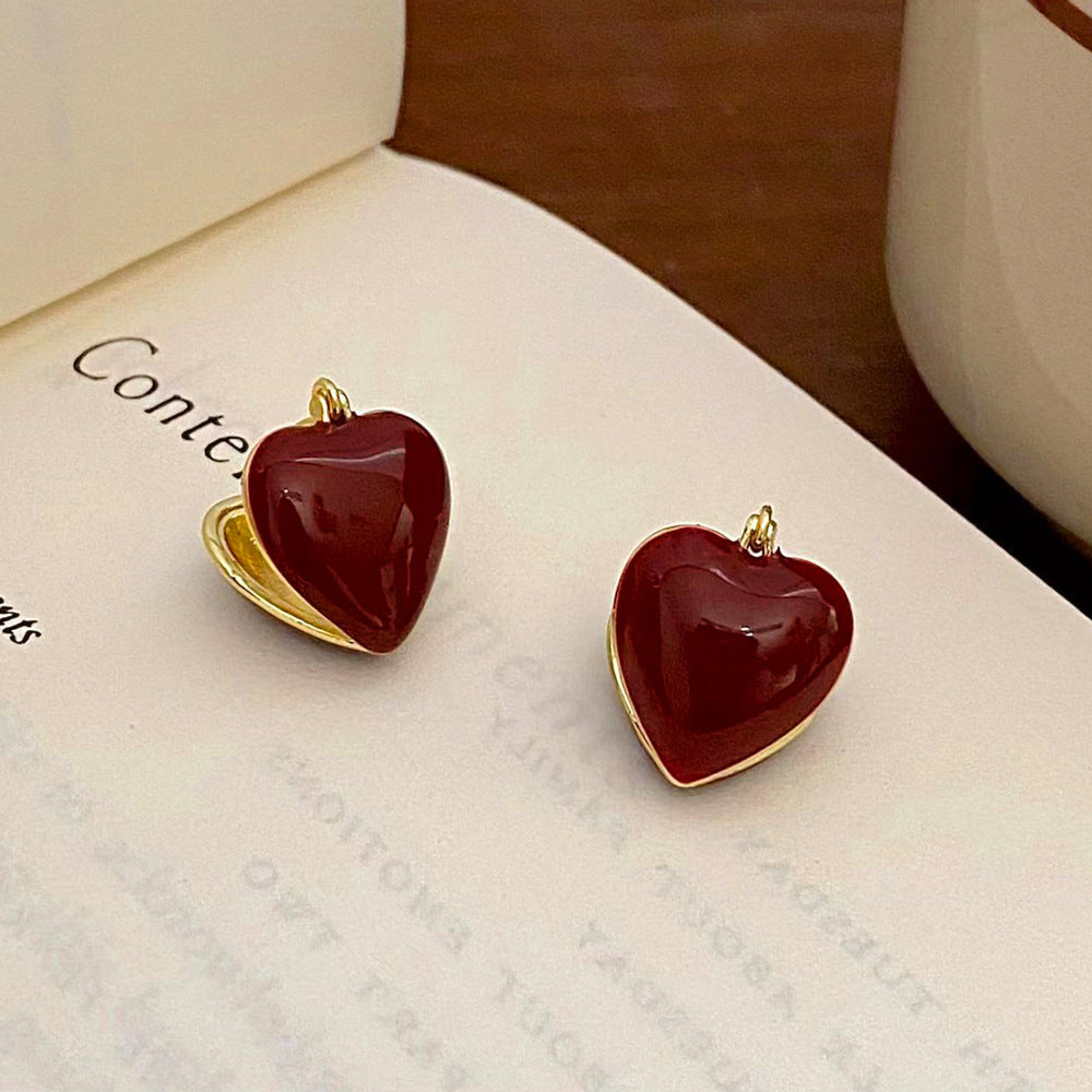 Retro Style Red Drop Oil Temperament Earrings