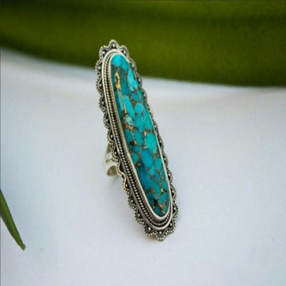 Women's & Men's Vintage Gemstone Turquoise Bridal Wedding Engagement Rings