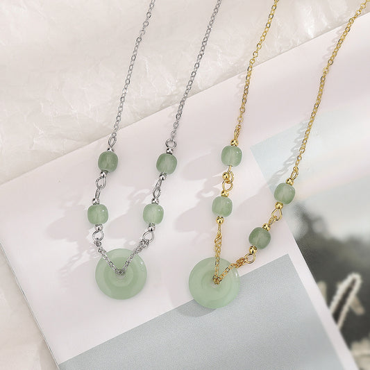 Jade Donut National Trendy Style Good-looking Temperament Vintage Necklaces