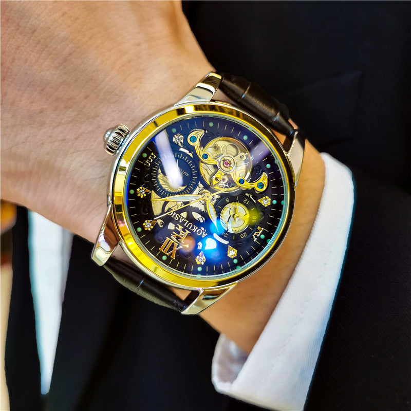 Men's Watch Automatic Waterproof Tourbillon Hollowed Fashion Mechanical Watches