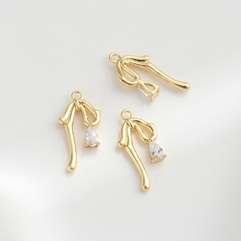 Retention Water Drop Zircon Bow Handmade Ear Pendants