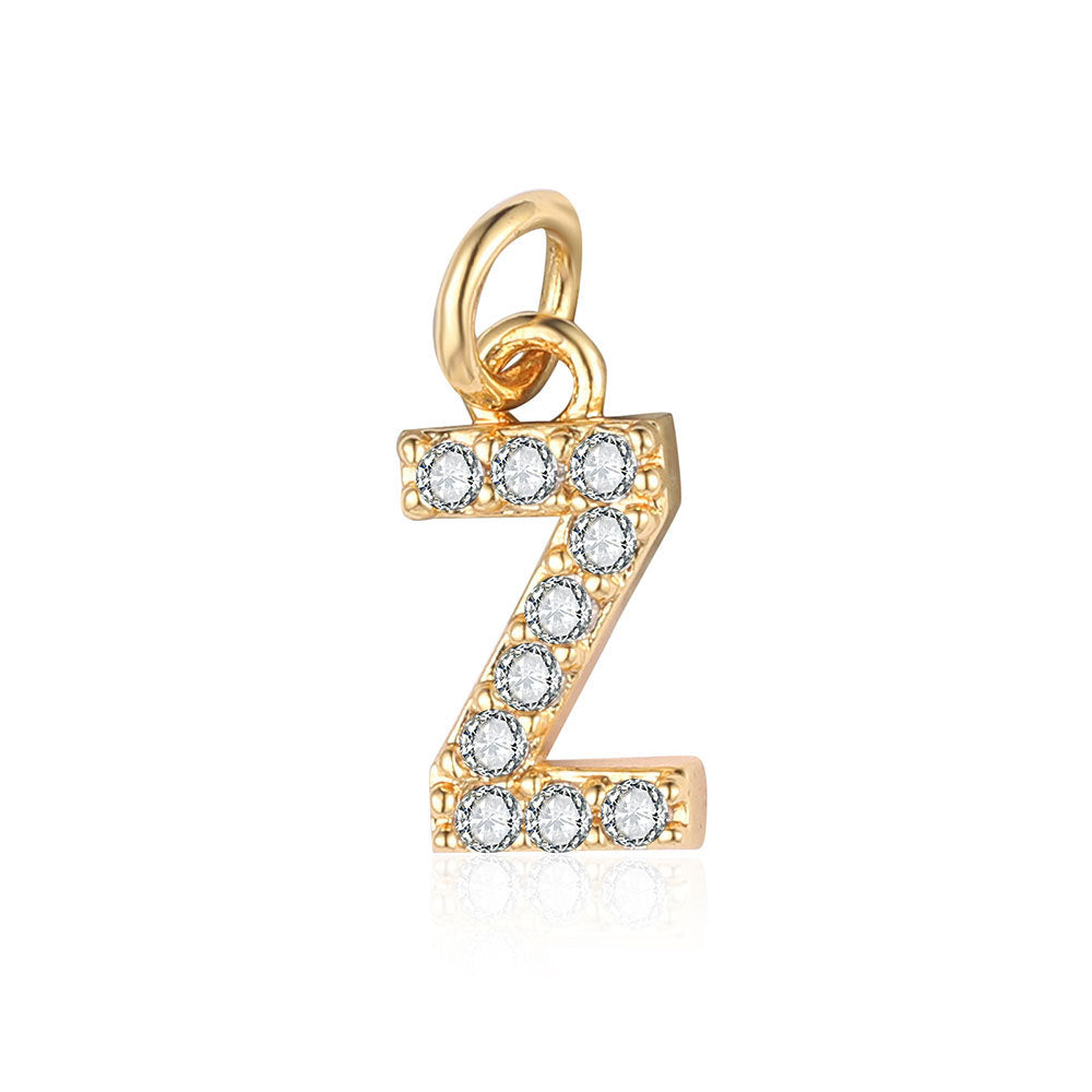 English Letters Copper Zircon Ornaments Accessories Yellow Gold Pendants