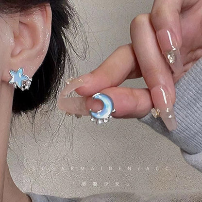 Fairy Blue Tassel Butterfly High Sense Earrings