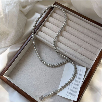 Extended Fashion Glass Pearl Temperament Entry Necklaces