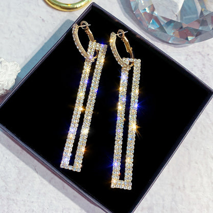 Needle Retro Minority Design Asymmetric Zircon Light Luxury Earrings