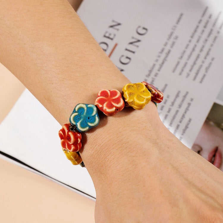 Ceramic Ornament Fashion Flower Glaze Beads Casual Bracelets