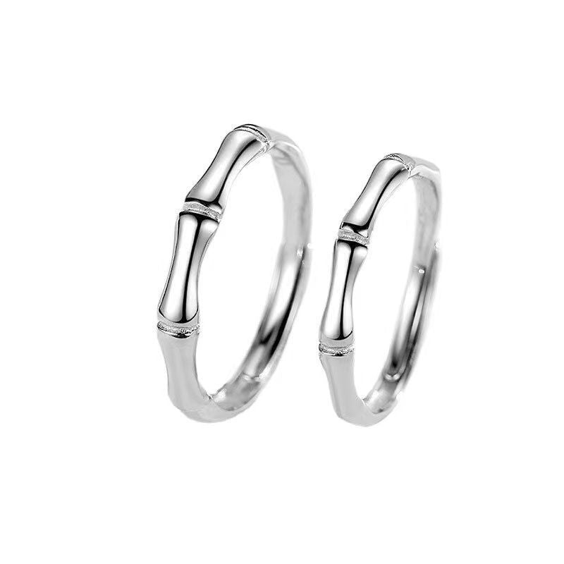 Women's & Men's Hands Without Picking Sier-plated Bamboo Simple Rings