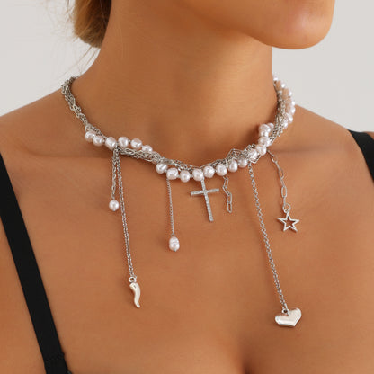 Ornament Design Imitation Pearl Tassel High-grade Necklaces