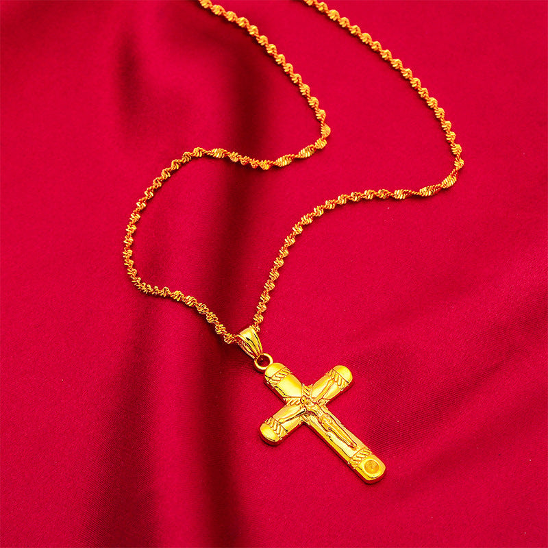 Women's Vietnam Placer Gold Cross Fashion Water Necklaces