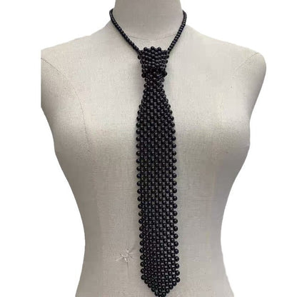 Tie Woven Hollowed Beaded Fake Collar Necklaces