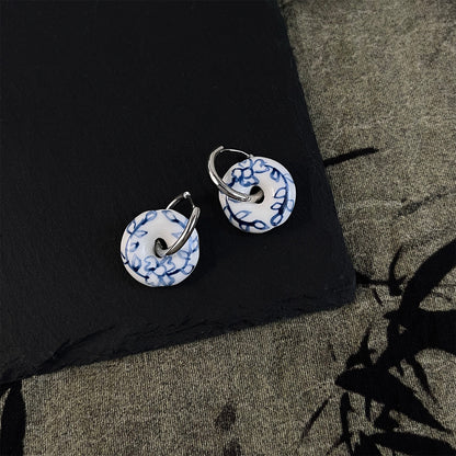 Blue White Porcelain Series Hand-made Personality Earrings