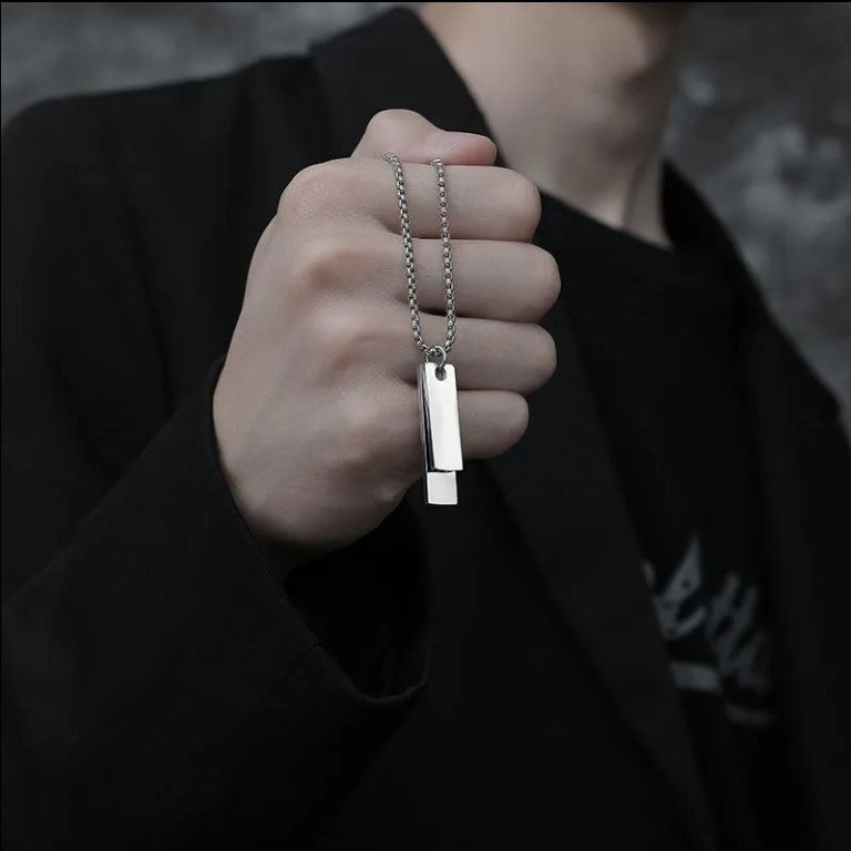 Men's Glossy Titanium Steel Long Cross Sweater Necklaces