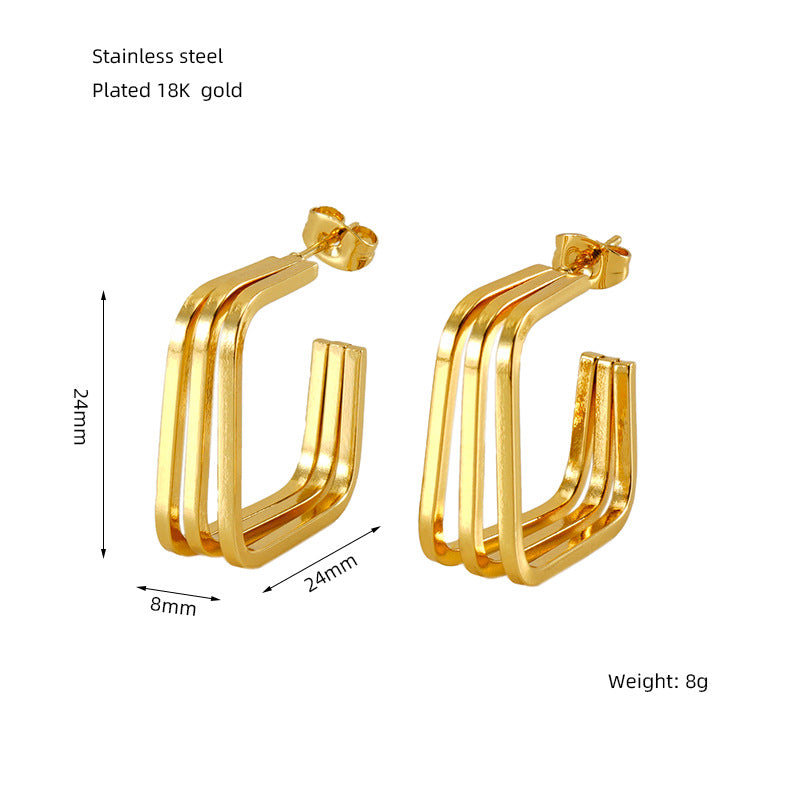 Women's Titanium Steel Retro Hollow High Sense Earrings