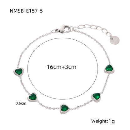 Women's Loving Heart Zircon Stainless Steel Design Bracelets