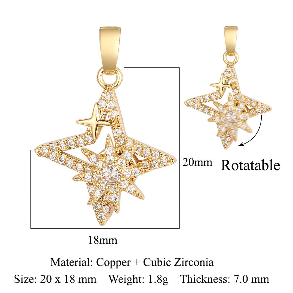 Fingertip Gyro Windmill Copper Zircon Bear Pendants