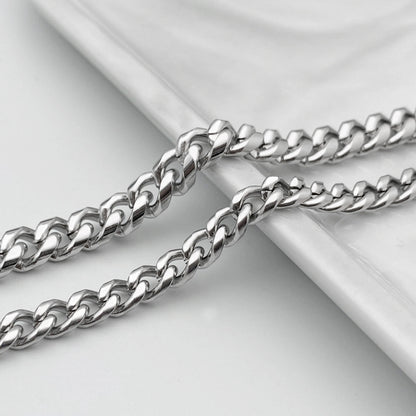 Cuban Link Chain Stainless Steel Round Grinding Semicircle Necklaces