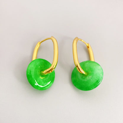 With Emerald Jade Female Brass Plating Earrings