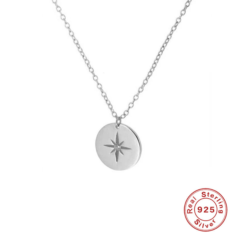 Women's Sier Round Star Diamond Korean Style Necklaces