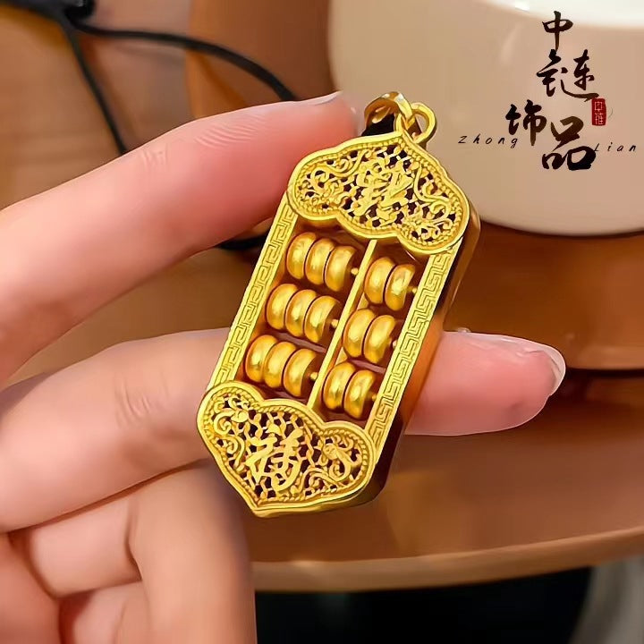 Placer Gold Fu Character Abacus Black Pendants