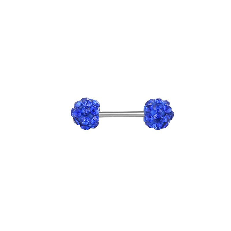 Full Diamond Dumbbell Fully Jeweled Ball Earrings