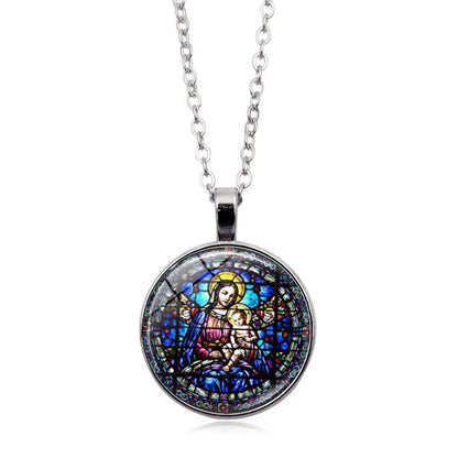 Women's Jesus Time Gem Cabochon Vintage Sweater Necklaces