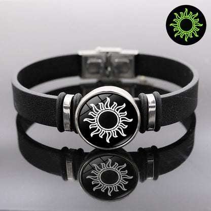 Moon Lovers Black Leather Unisex Fashion Bracelets