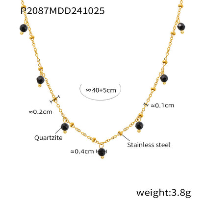 Ornament Stainless Steel Handmade Natural Stone Small Bead Clavicle Necklaces