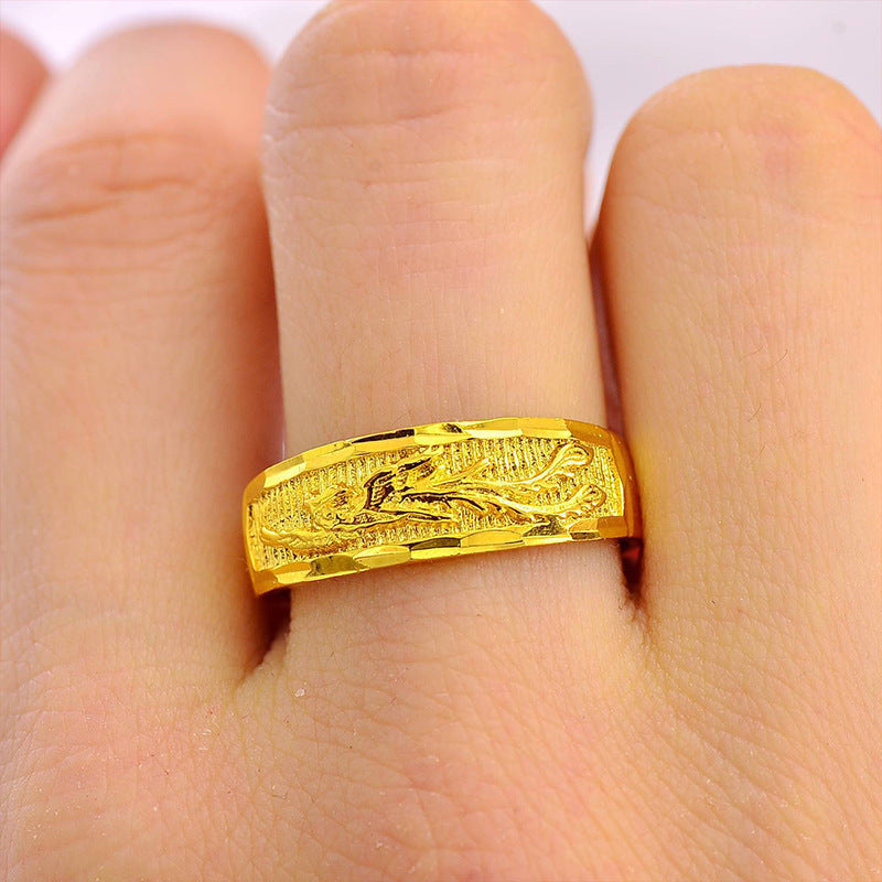 Women's & Men's Pure Copper Gold Plated Wedding Dragon Rings