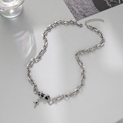 Women's & Men's Black Forest Stitching Titanium Steel Couple Necklaces