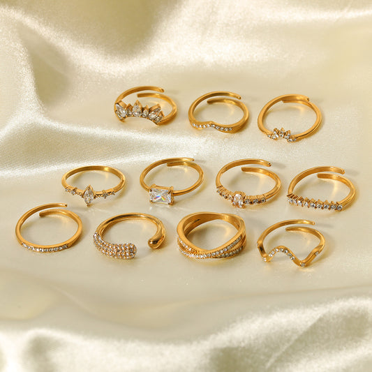 Gold-plated Inlaid Zircon Light Luxury Stainless Rings