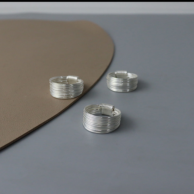 Winding Fine Silk Sterling Sier Simple Rings
