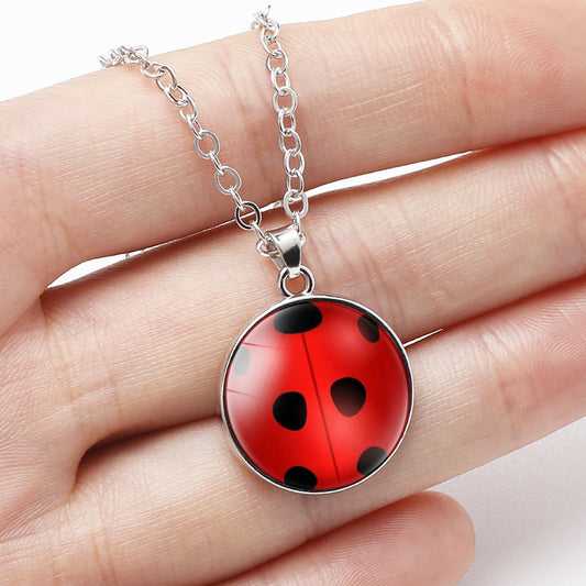 Women's Cute Cartoon Ladybug Pattern Ladybird Sier Necklaces