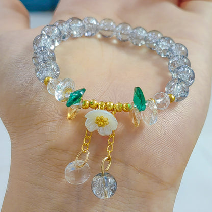 Camellia Little Daisy Crystal Girlfriends Color Glass Chipping Bracelets