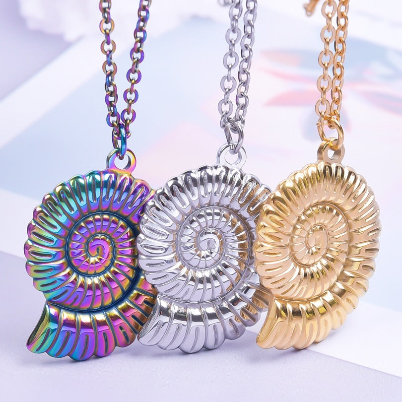 Colorful Golden Spiral Ornament Accessories Stainless Pendants