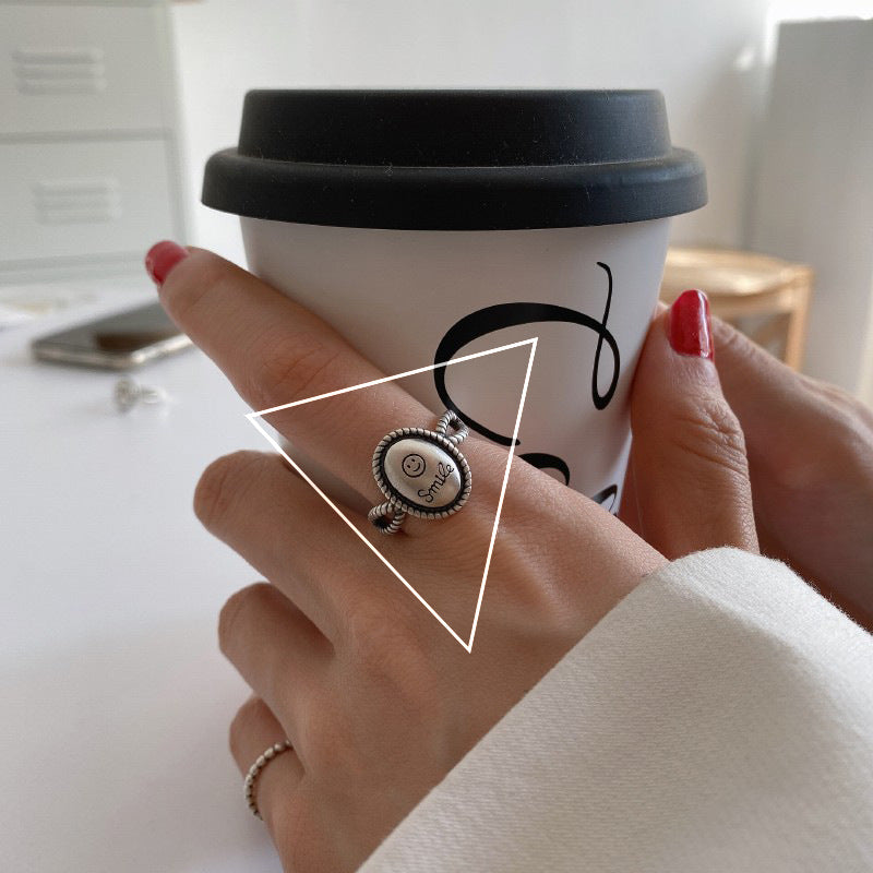 Female Sier Personality Distressed Geometric Simple Rings