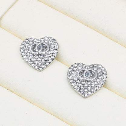 Women's Double Chic Shiny Love Heart Simple Earrings