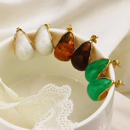 Ear Color Blooming Resin Water Drop Earrings