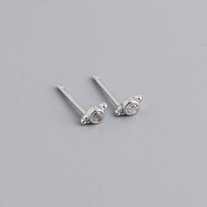 Women's Simple Zircon Sterling Sier Small Diamond Earrings