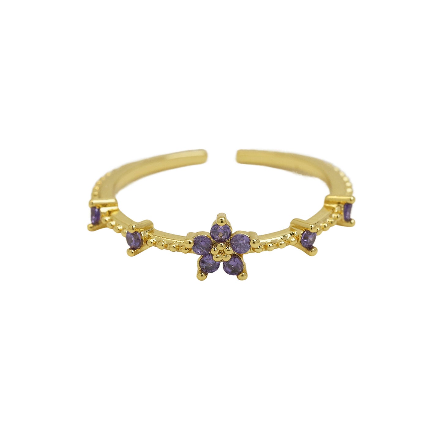 Women's Color Zirconium December Birthday Stone Little Flower Rings