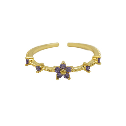Women's Color Zirconium December Birthday Stone Little Flower Rings