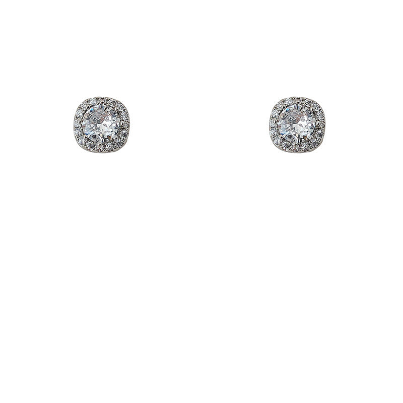 Women's Fashion Small Square Sugar Zircon Fashionable Earrings