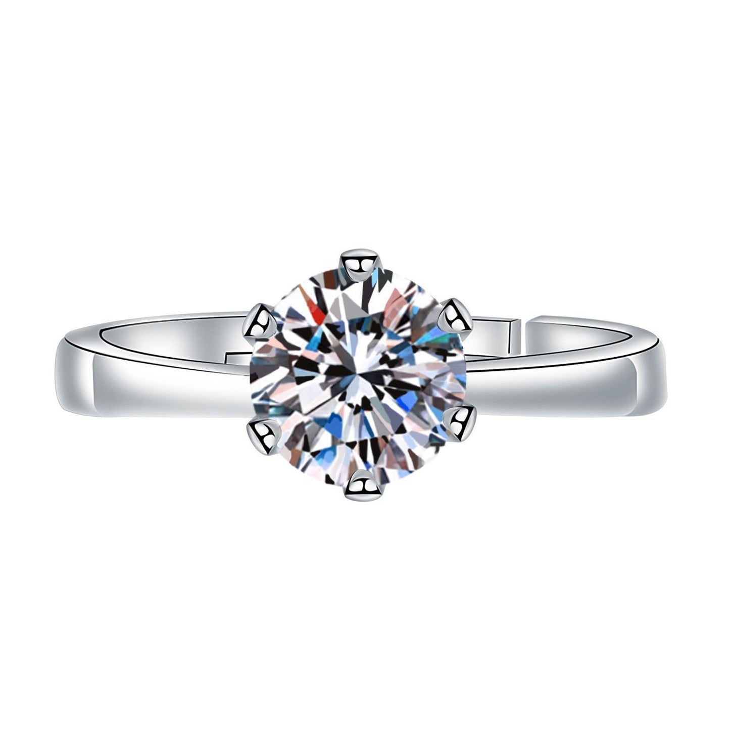 Elegant Imitation Moissanite Open Adjustable Live Broadcast Rings