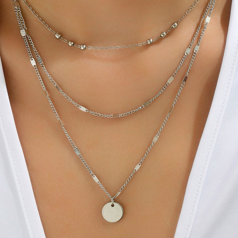 Women's Round Simple Clavicle Chain Neck Ornament Necklaces