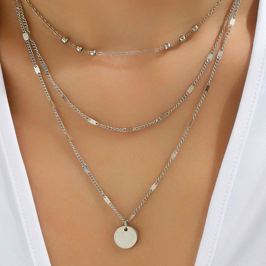 Women's Round Simple Clavicle Chain Neck Ornament Necklaces